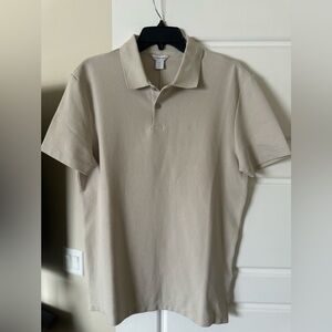 Men’s Small Calvin Klein Smooth Cotton Monogram Logo Polo Shirt (Unbleached)